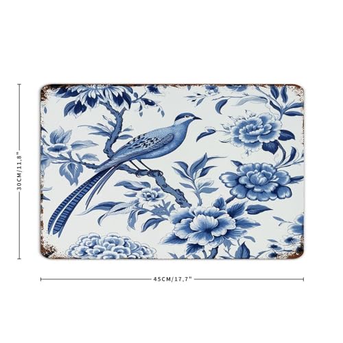 Panneau métal oiseau chinois bleu indigo déco murale extérieure