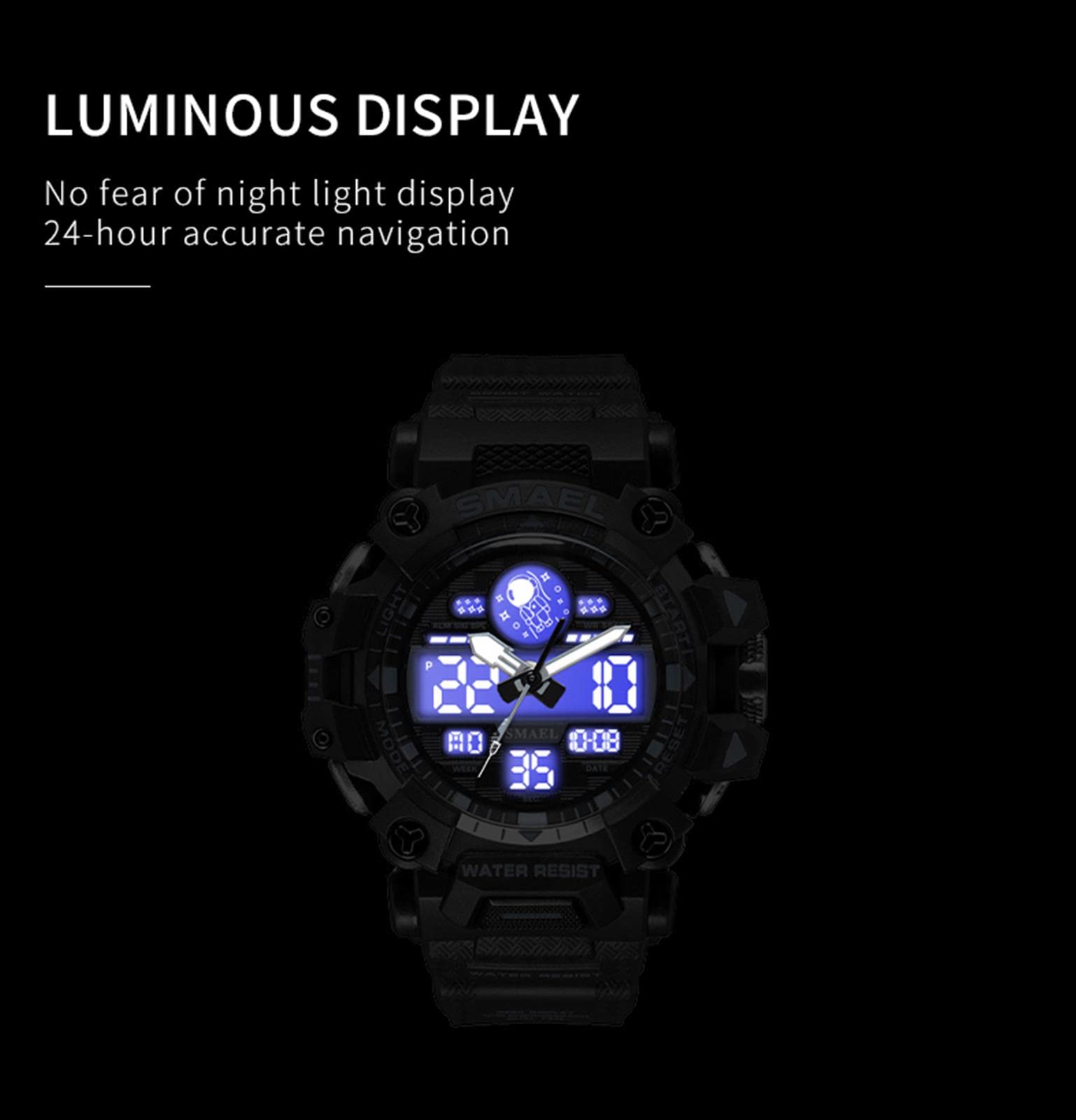 Montre Sport Homme Digitale Etanche 5 Bar avec Chronographe Alarme LED Eclairage Date-Montres avec Bracelet en Silicone