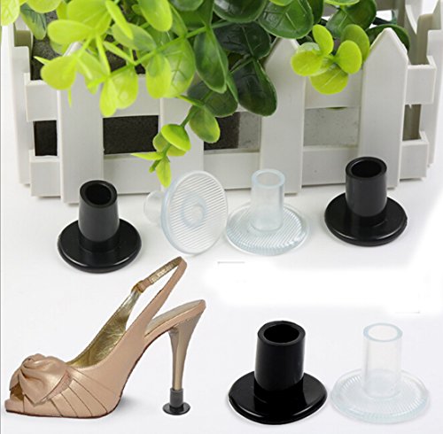 Flyusa 6 Pairs Cylinder Shape High Heel Protectors Shoes Stopper Cover Cap Pad -Walk Safely on High Heels Shoe Cover,Black,Size M