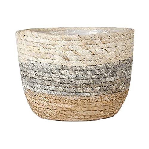 S-TROUBLE Cesta de Maceta Redonda en Maceta para Plantas Cesta de Plantas Tejida a Mano Macetero Interior Macetas de Plantas Tejidas Plantas Decorativas para Exteriores Suministros de jardinería