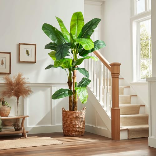 Artificial Banana Tree 7.2ft, Faux Tropical Palm Tree Plant with Realistic Leaves, Low Maintenance...