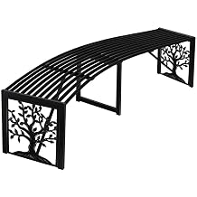 Plow & Hearth Tree of Life Outdoor Backless Curved Bench | Holds 300 lbs | Weatherproof Metal Garden Bench for Patio Porch Deck | 55" Lx1512Wx16 H Tree of Life