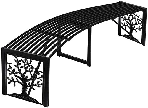 Plow & Hearth Tree of Life Outdoor Backless Curved Bench | Holds 300 lbs | Weatherproof Metal Garden Bench for Patio Porch Deck | 55" Lx15½Wx16 H (Tree of Life)