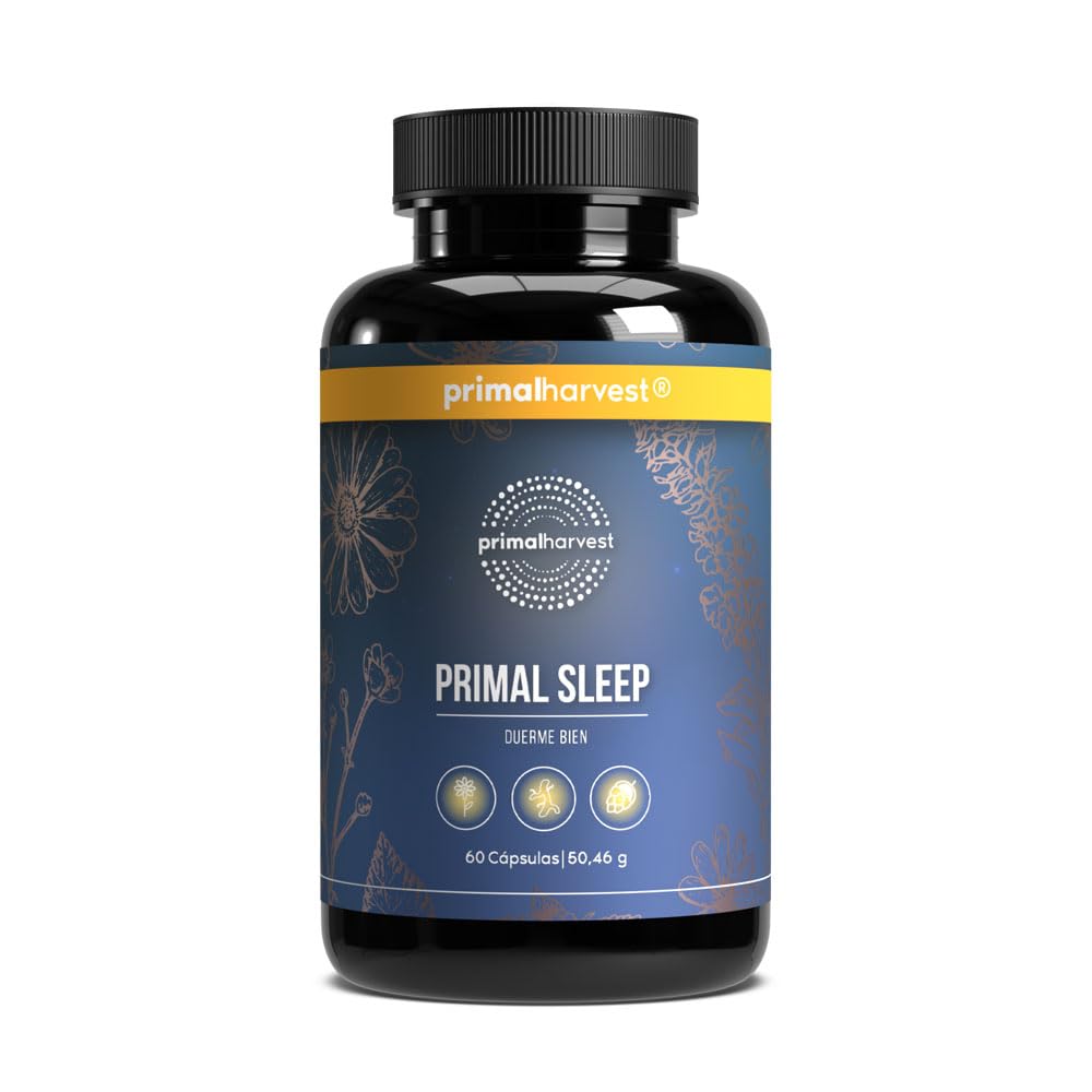 Primal Harvest Sleep - Mezcla natural con apigenina, L-triptófano, manzanilla y valeriana – Mezcla de hierbas como alternativa a la melatonina – Fabricado en Alemania