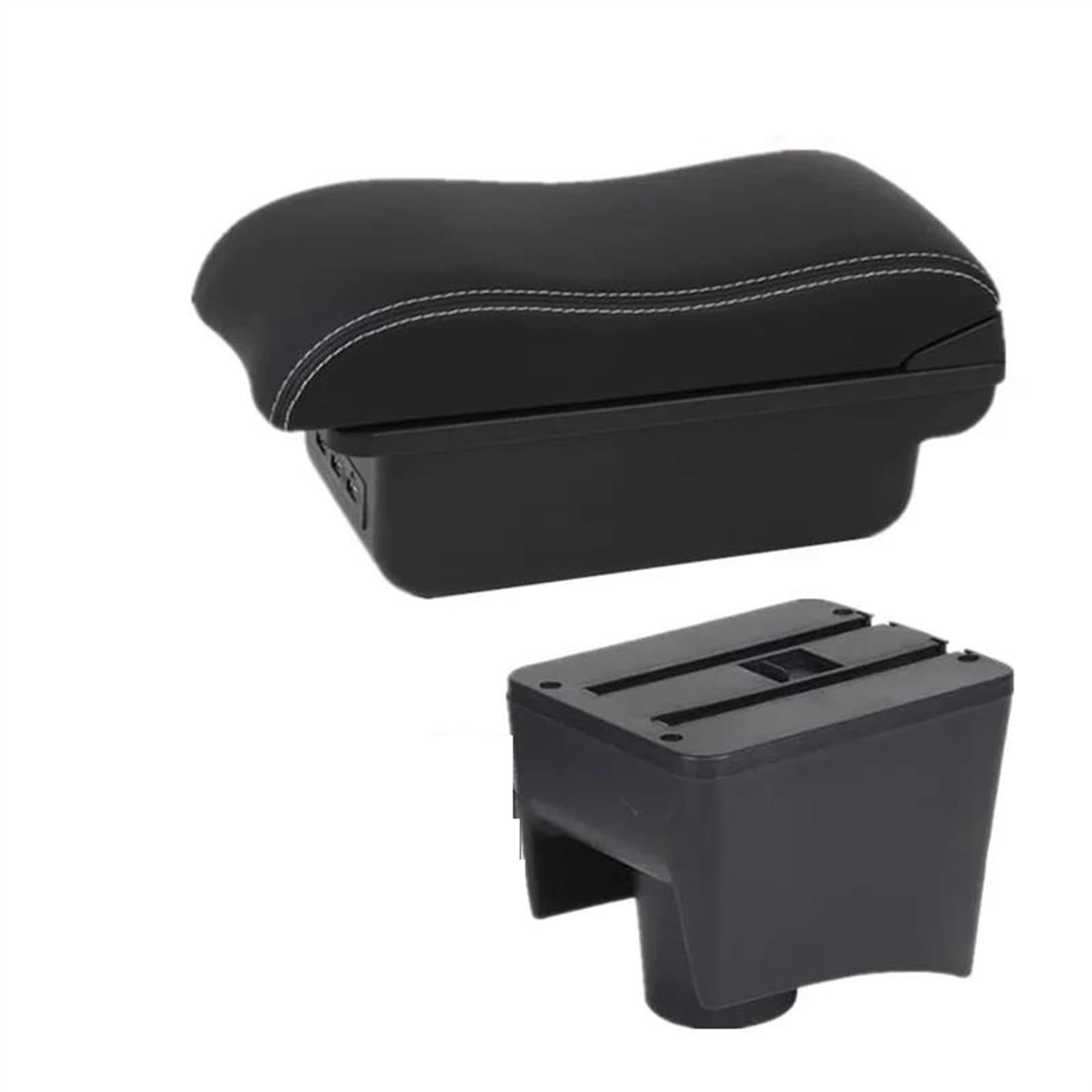 NOHEEU Car Armrest Special Storage Box Modification Parts For POLO Mk5 6R For Vento 2010-2018(B2 white line 3USB)