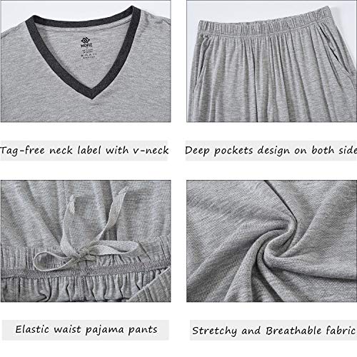 Image of JINSHI Women's Pajamas Set Short Sleeve Top and Capri Pants Lightweight Sleepwear Comfy Pjs Lounge Set with Pockets