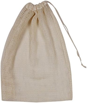 Cotton MESH produce Bag - Natural. Pack of 6 (Small, Medium, Large - 2 each). Eco Friendly. 100% organic bags. by Texmax Home Fashions