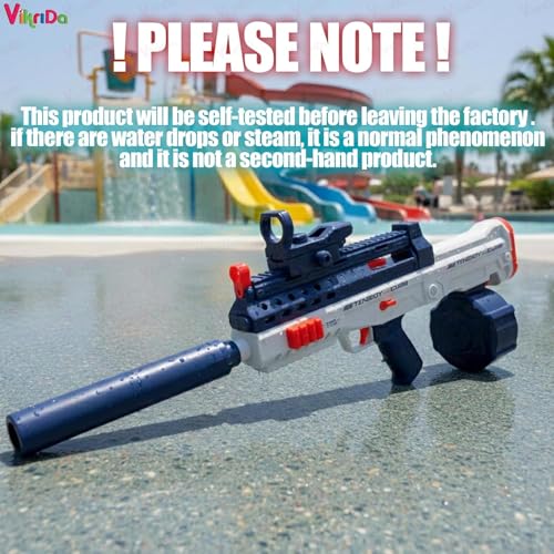 Image of VikriDA Electric Water Gun with Free Extra Rechargeable Battery 434CC Tank Automatic Water Blaster with Long Shooting Range Beach, Pool & Outdoor Summer Toy for Kids & Adults