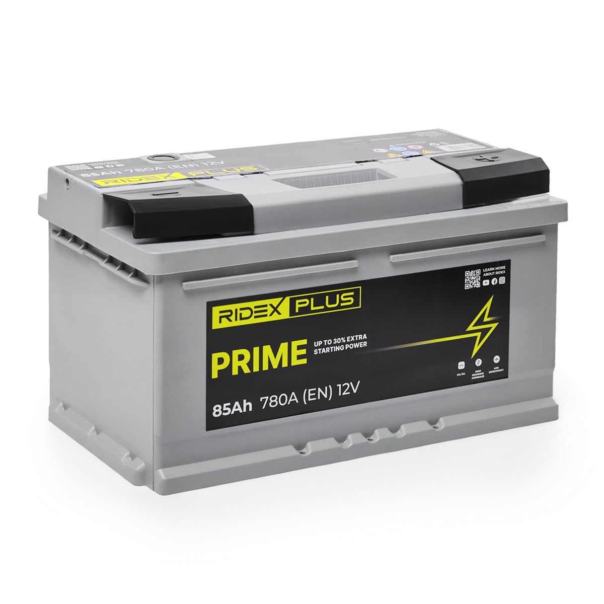 RIDEX PLUS 1S0027P Prime Batería Coche 85Ah 780A 12V B13 DIN/ISO LB4 Baterías de Arranque de 80Ah 75Ah 70Ah Compatible con FORD Fiesta Mk6 Hatchback CB1, CCN, JA8, JR8 MONDEO IV Turnier BA7, AUDI, VW