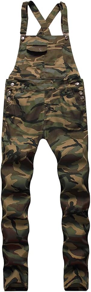 LONGBIDA Men's Denim Bib Overalls Fashion Slim Fit Jumpsuit with Pockets - Image 2