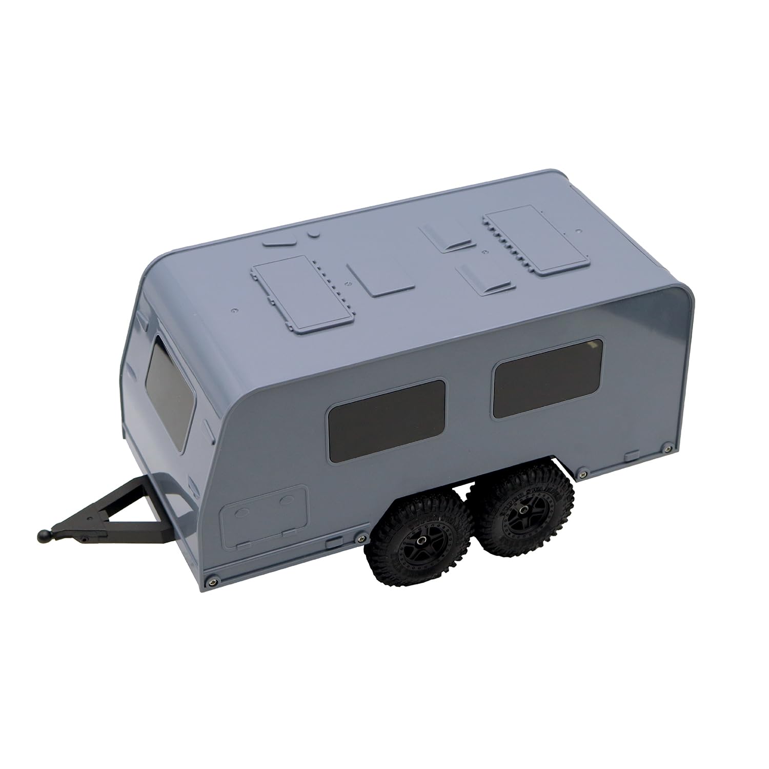 XinGeeek RC Camper Trailer with Hitch,Trailer with Shell for Traxxas 1/18 TRX4M RC Crawler Upgrade (Gray)