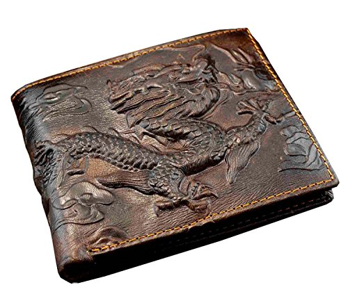vogueteen Vintage Dragon Genuine Leather Bifold slim Card Holder Money Clip Wallet Purse2