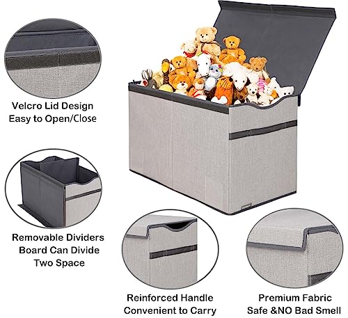 Victor's Toy Box Chest, Collapsible Sturdy Storage Bins With Lids, Large Kids Toy Storage Organizer Boxes Bins Baskets For Kids, Boys, Girls, Nursery Room, Playroom, Closet, Home Organization, 26.8"X13.8" X16" (Light Grey) #TOP1