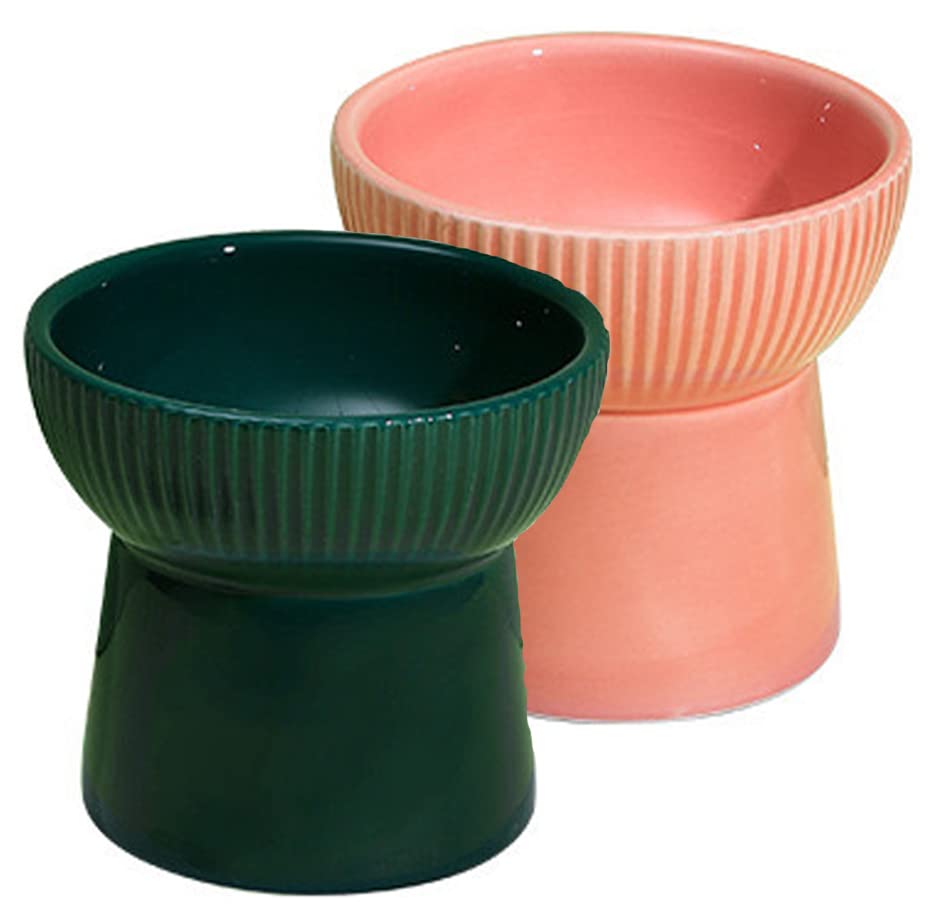 Image of PETANGEL 2 Pcs Ceramic Cat Food Or Water Bowl, Raised Cat Feeder Dishes with Stand, Elevated Pet Food Bowl for Cats and Small Dogs, Stress Free Backflow Prevention, & Reduce Neck Burden