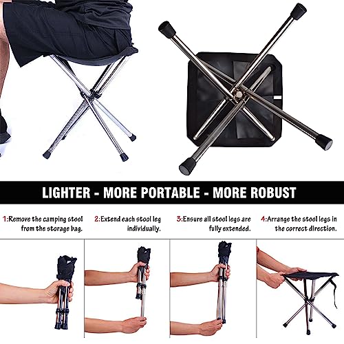 Folding Camping Stool - 13.8" BBQ Small Foldable Stool for Adults - Ideal for Outdoor Activities, Hiking, Barbecue, Bonfire, Travel- 275 lb Weight Capacity with Carry Bag (1) - Image 6
