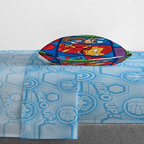 Image of Jay Franco Marvel Super Hero Adventures Hero Together 4Piece Toddler Bed Set Super Soft Microfiber Bed Set Includes Toddler Size Comforter & Sheet Bedding Features The Avengers Official Product