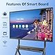 YIXZSWD Smartboard, 65 Zoll Interaktives Whiteboard 4K UHD Touchscreen, Android 13, 8+128 GB, für Klassenzimmer & Büro, WiFi, Bluetooth, HDMI, Kamera, Mikrofon inkl.Wandhalterung