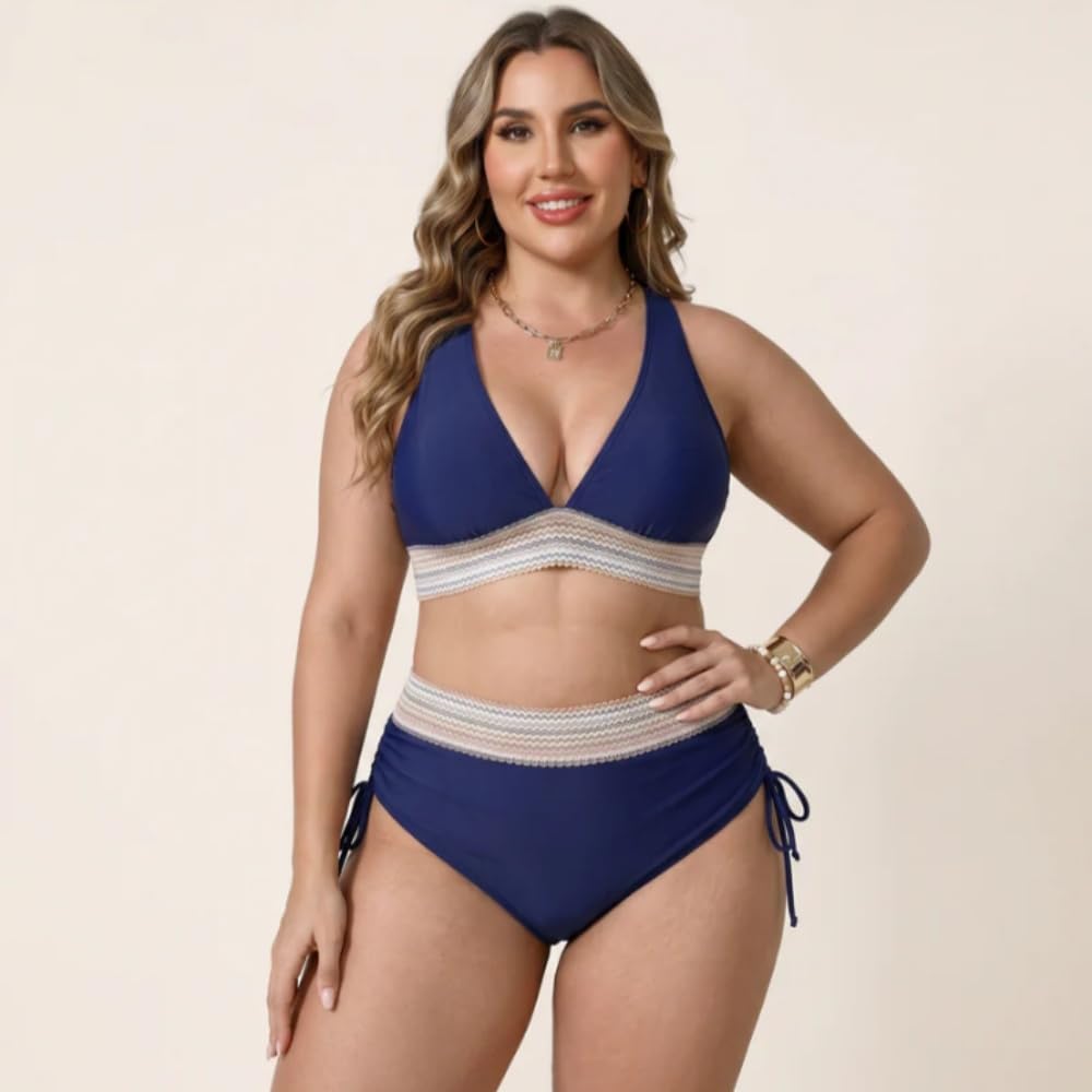 Maison Solene Maillot de Bain Bikini Taille Haute Femme - Effet Gainant, pour Plage & Vacances