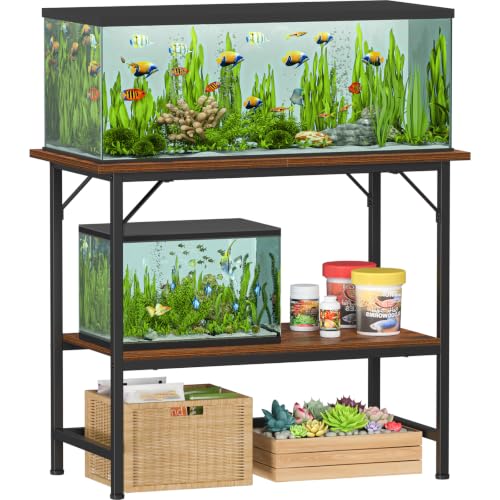 Image of Snughome 40 Gallon Fish Tank Stand, Heavy Duty Metal Aquarium Stand with Storage Shelves, 660LBS Capacity Double Aquarium Stand Holds 20-40 Gallon, Reptile Terrarium Stand for Home Office