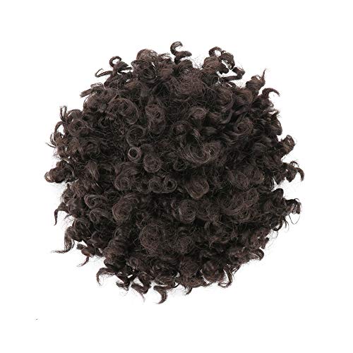 Imierfa Afro Puff Drawstring Ponytail, Premium Synthetic Afro Curly Ponytail Hair Piece, Updo Drawstring Ponytail Hair Extensions for Black Women Color Darkest Brown-2#
