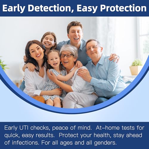 4-in-1 uti test strips 50ct full panel urinary tract infection test kit at home for women men kids urinalysis leukocytes nitrites ph protein urine strip for uti and bladder 50 strips 50 cups