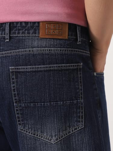 Image of Urbano Plus Men's Loose Baggy Fit Washed Denim Jeans Non-Stretchable
