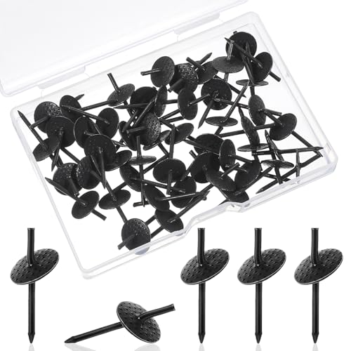 Image of 50 Pcs Picture Hanging Nails 20lbs Hooks Picture Hangers One Step Hangers Frame Hanger Kit Iron Alloy Nail Hooks Wooden One Step Photo Nails for Drywall Hanging Hardware (Black)