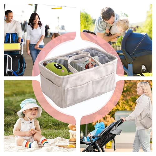Organisateur à couches en velours côtelé de qualité supérieure pour lit bébé - 4