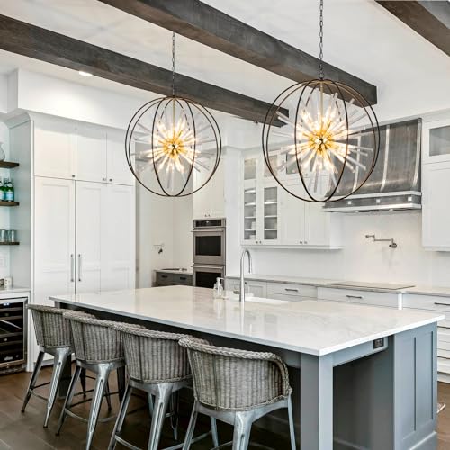 Image of Vezzio Black and Gold Crystal Chandelier for Dining Room Kitchen Island