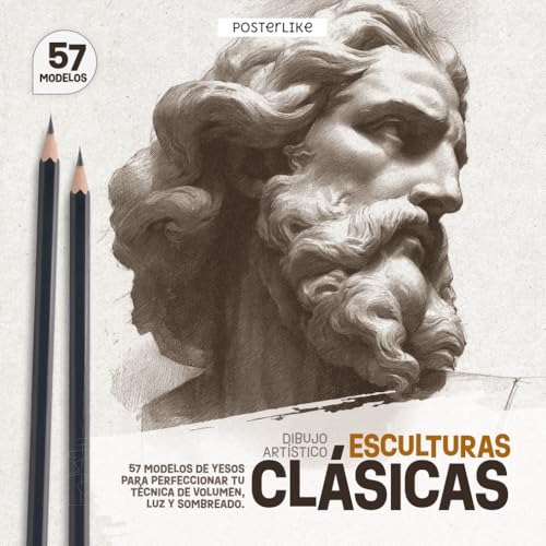 Esculturas Clásicas – Dibujo Artístico: 57 Modelos de Yesos para Perfeccionar tu Técnica de Volumen, Luz y Sombreado. (Posterlike Portrait Drawing Studio) ✅