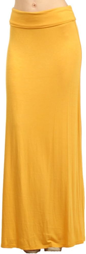 MOA COLLECTION Women's Basic Long Maxi Skirt M YELLOW