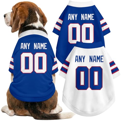 Image of Buffalo Dog Clothes Jersey Style Personalized Pet T Shirt with Custom Name Number for Small Medium Large Dogs