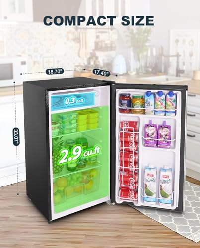 Upstreman 3.2 Cu.Ft Mini Fridge with Freezer, Single Door Mini Fridge, Dorm Fridge, Adjustable Thermostat, Mini Refrigerator for Dorm, Office, Bedroom, Stainless Steel-SR321 on Fridge.com