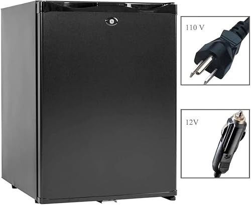 Miniatura 3 de Smad Mini nevera con cerradura, refrigerador compacto para dormitorio, oficina, sin ruido, 12 V/110 V, 1.0 pies cúbicos, color negro