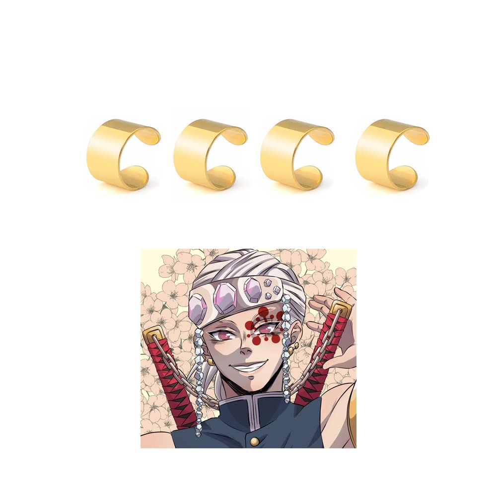 4PC Tengen Uzui Earrings Anime Uzui Tengen Cosplay attoo Costume Ear Studs Acessories