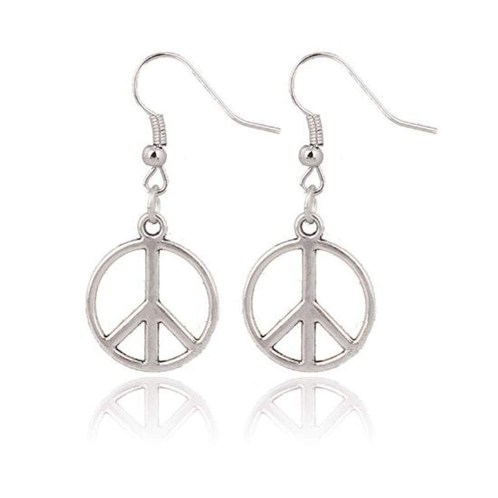 Simple Large Peace Sign Earrings , Silver Peace Earrings , Silver Earrings , CND Earrings , Retro Jewellery , Handmade Jewelry , Hippie by dafeige