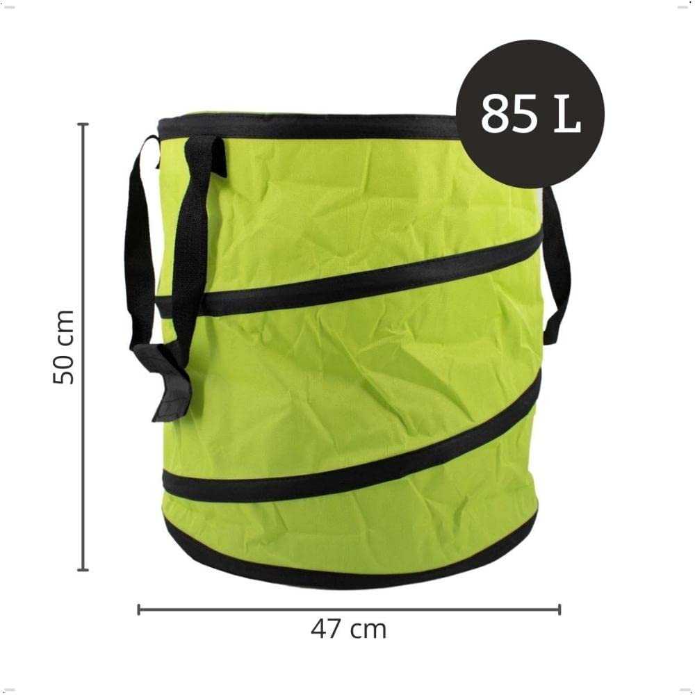 Rekord Laubsack Set 2-teilig stabil Wasserabweisend (Grün) mit Pop Up Technik, Gartensack, Abfallsack, Gartenabfallsack, Gartentasche, Gartenmüllsack, Korb