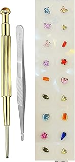 Ear Seeds Acupuncture Kit - Acupressure with Ears Seed, with Bonus Free Chart and Brass Acupressure Probe - for Balance & Wellness (Colored Diamond 004)