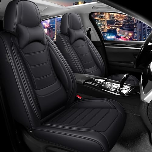Image of Car Seat Cover Full Set for Toyota Camry Hybrid Seat Covers 2007-2024, Nappa Leather Waterproof Seat Covers For Cars, Airbag Compatible, Universal Automotive Seat Covers(Luxury Front Row /Black)