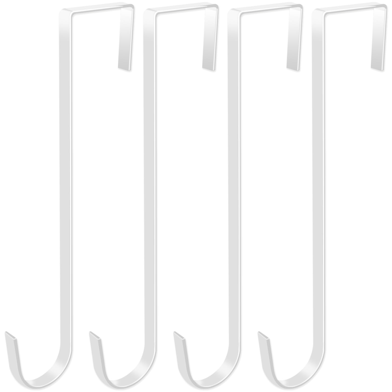 Pool Pole Hanger, 4 Pack Pool Hooks for Fence, White Pool Equipment Hooks, Vinyl Fence Hooks Patio Hangers, Powder Coated Steel Fence Hanger for Hanging Skimmers,Leaf Rakes,Nets,Brushes,Vacuum Hose