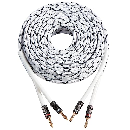 Cable de altavoz 12 AWG OFC blanco de 6 pies con conectores plátano bañados en oro