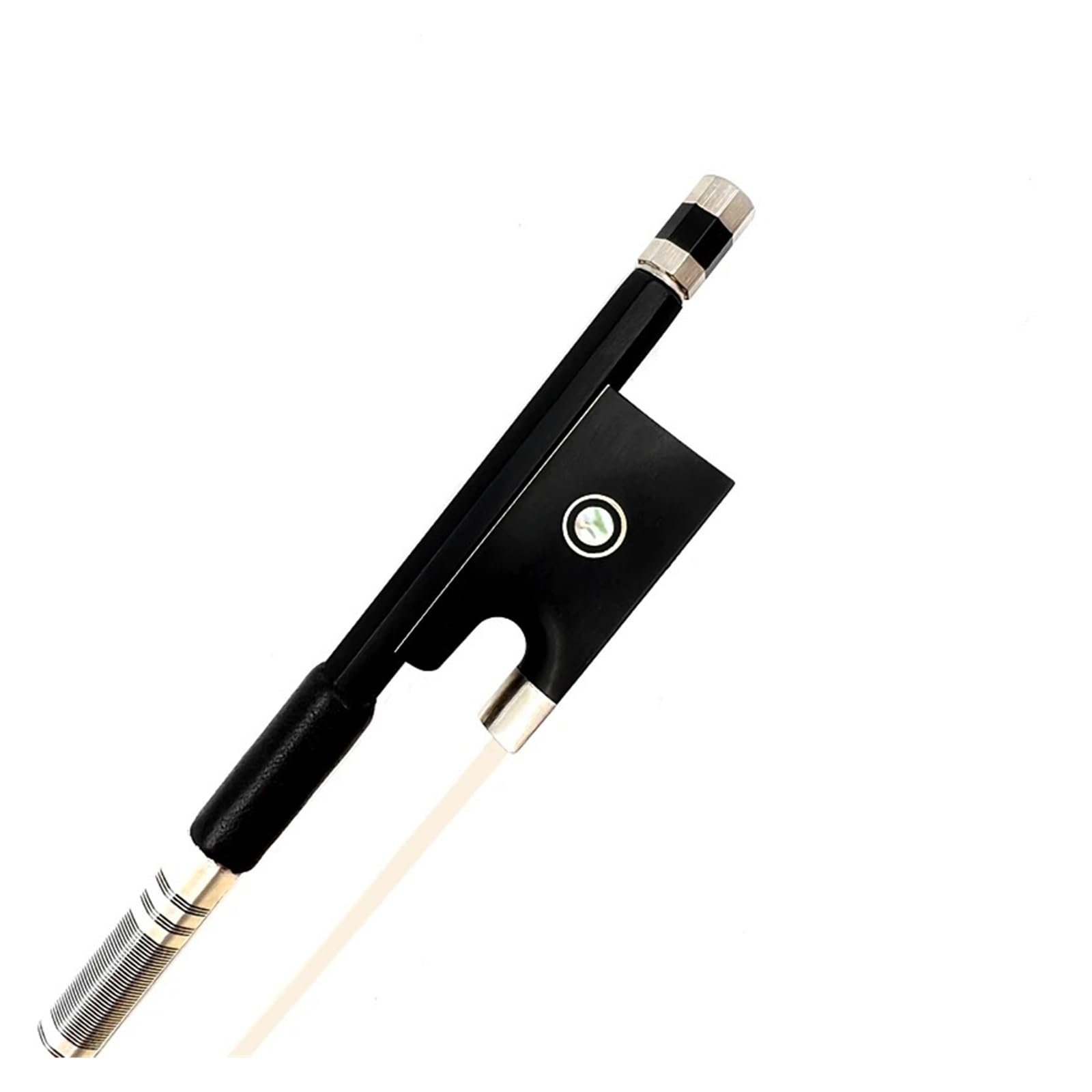 4/4 3/4 1/2 1/4 AAA arco de violín de fibra de carbono pelo de lazo blanco Natural abulón recto arco de ébano Rana violín arcos parte(4-4 violin bow)