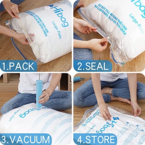 Image of 6 Pack Vacuum Storage Bags for Clothes, Clothes Vacuum Bags Save 80% Space, Work with Vacuum Cleaner, Travel Hand Pump Included (Combo (2L+2M+2S))
