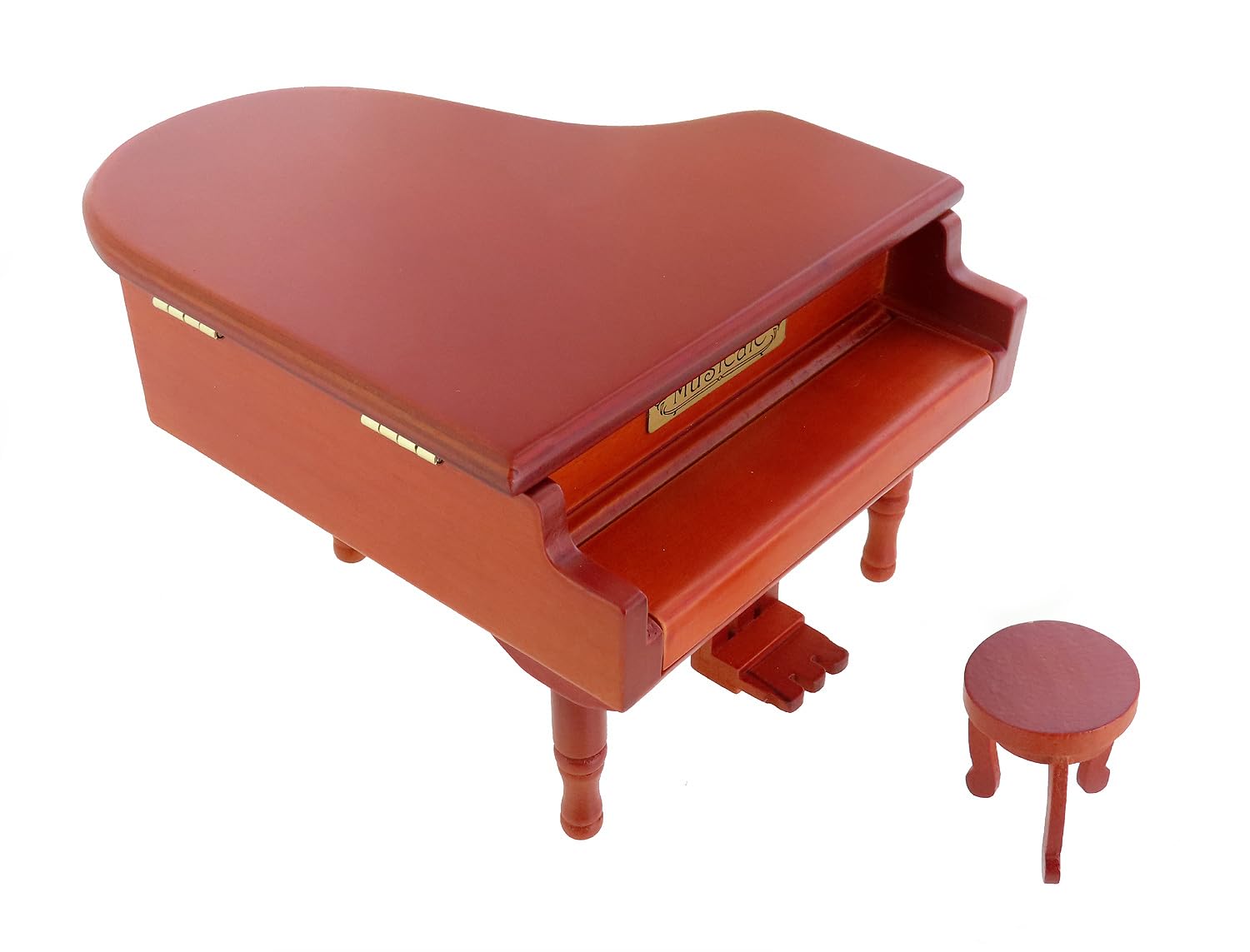 Carillon / scatola musicale di legno a forma di pianoforte in miniatura con spazio per riporre piccoli oggetti e meccanismo musicale a molla di 18 note - Ninna nanna di Johannes Brahms.