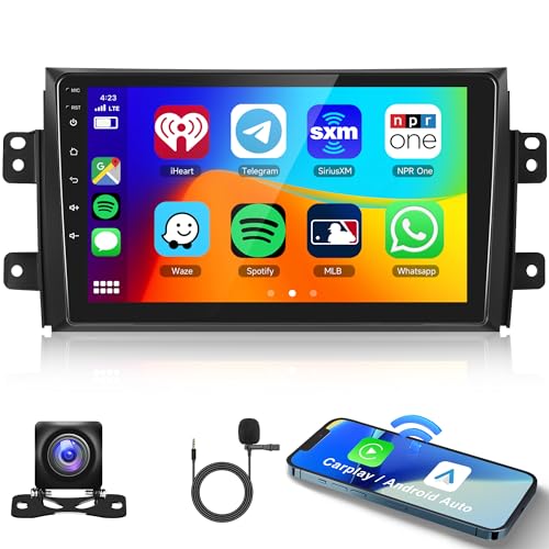 Android Autoradio 2 Din pour Suzuki SX4 2006-2013 Fiat Sedici 2005-2014 avec Carplay Android Auto Navi GPS 9 Pouces Écran Tactile Autoradio avec Bluetooth FM/RDS WiFi USB/Dab+/SWC + Caméra de Recul