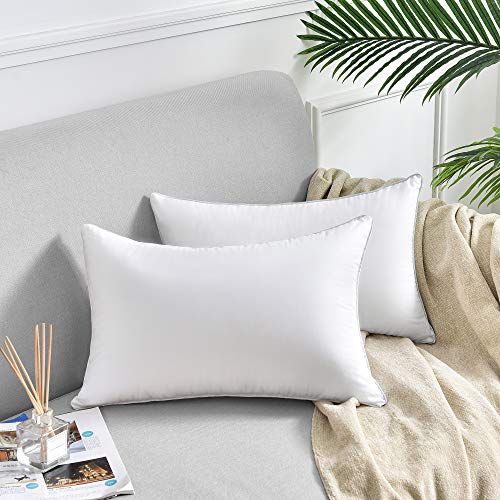 Image of Oubonun 12x20 Lumbar Throw Pillow Inserts 2 Pack, 100% Cotton Breathable Cover Plump Rectangle Square Cushion Inserts White Decorative Pillows for Living Room Bedroom Office