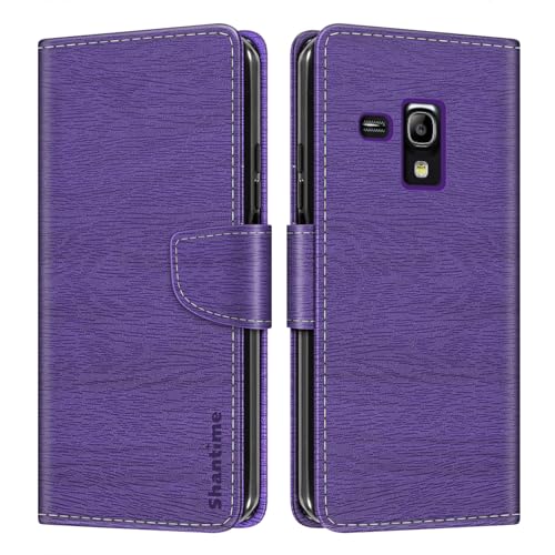 Shantime Leather Wallet Case Compatible with Samsung Galaxy S3 Mini i8190, Colorful Flip Cover with Card Holders Magnetic Closure Full Protection Shell(Purple)