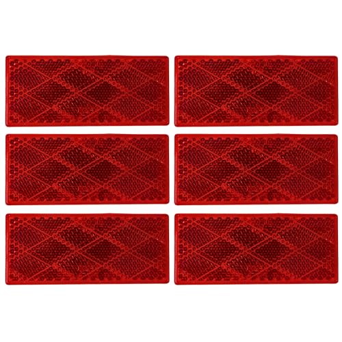 All Star Truck Parts Réflecteur autocollant rectangulaire 3-1/8 po rouge 6 pièces