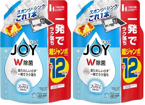 ジョイ W除菌 食器用洗剤 ファブリーズ消臭技術 フレッシュクリーンの香り 詰め替え 1550mL [大容量] (× 2)