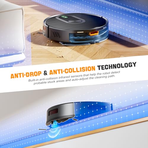 Image of Robot Vacuum and Mop, 6500Pa Suction, 2 in 1 Robotic Vacuum with Gyro Inertial Navigation, 200 Min Runtime, App /Remote /Voice Control, Ideal for Pet Hair, Hard Floor, Carpet